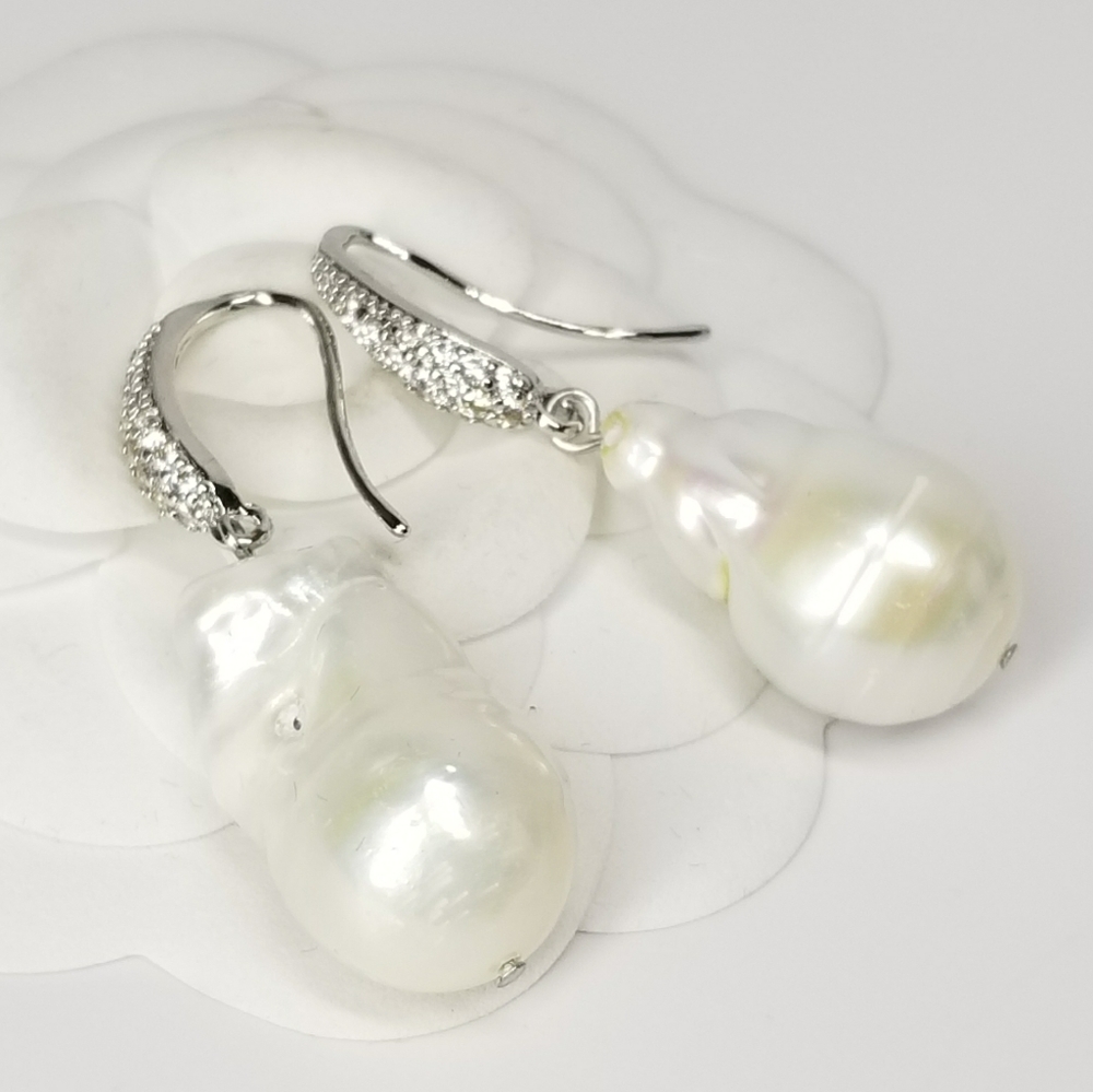 Natural Freshwater Baroque Pearl Earrings NEW - Picture 13 of 15